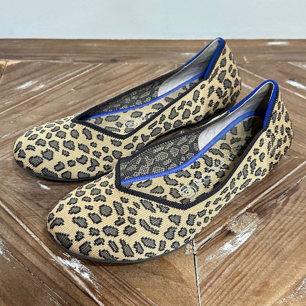 Rothys The Point Leopard Print Flats Wildcat Tan Brown Size‎ 7.5 Travel Shoes
